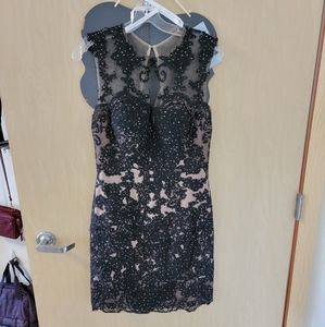 Jovani Black Sequined Cocktail mini dress